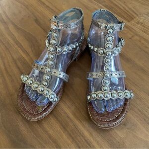 Sam Edelman Studded Gladiator Sandals Snake Print Size 7